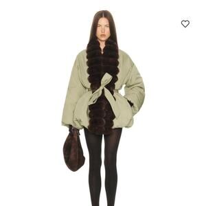 Helsa bubble puffer coat s small faux fur